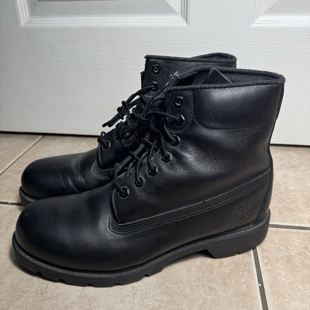 Vintage Made in USA Timberland Men's 9.5 M 6-Inch Black Leather Boots Military